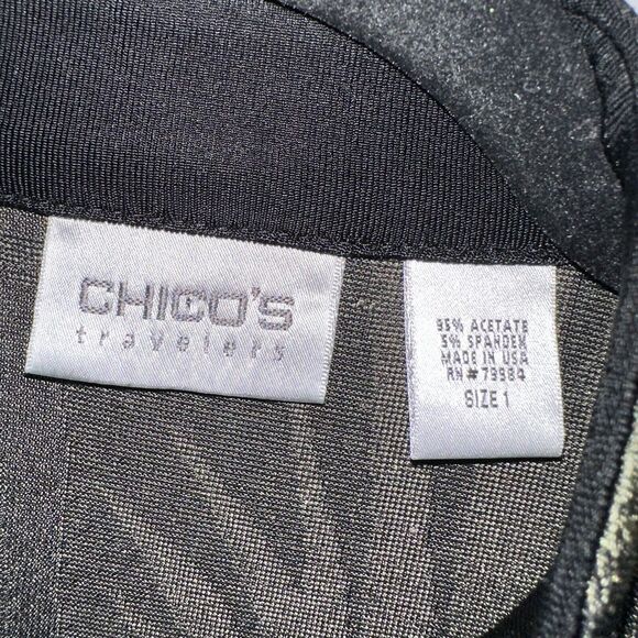 Chico’s Travelers Women’s Bamboo Print Button Front Cardigan 90’s Size 1 - Picture 4 of 4